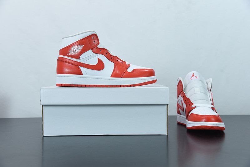 air jordan 1 mid in orange and white bq6472-116