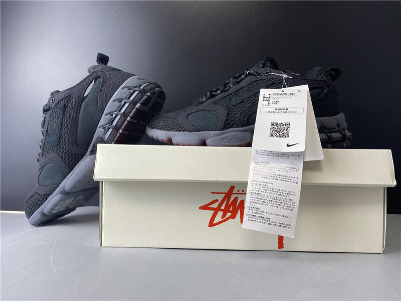 stussy x nike zoom spiridon cage 2 “black/cool grey” cu1854-001